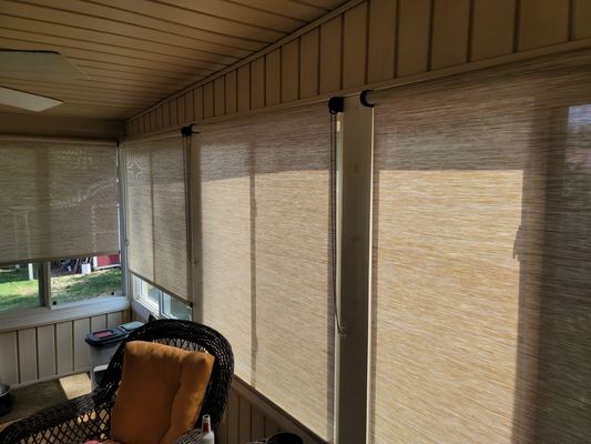 Sunshades 2021 - The sun room was done with custom sunshades for each window and storm door. These keep the heat and glaring afternoon sun light out very nicely. It also allows windows to be open for ventilation with low UV rays coming in. over all customer is very happy with services. Sunshades 2021 - The sun room was done with custom sunshades for each window and storm door. These keep the heat and glaring afternoon sun light out very nicely. It also allows windows to be open for ventilation with low UV rays coming in. over all customer is very happy with services.