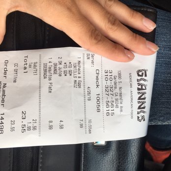 Gianni Burgers - Receipt - Burgers Near Me - Gardena, California Gianni Burgers - Receipt - Burgers Near Me - Gardena, California