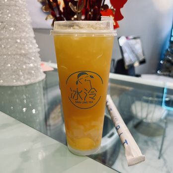 Bing Ling Tea - Mango fruit tea with lychee jelly - Bubble Tea Near Me - Brooklyn, New York Bing Ling Tea - Mango fruit tea with lychee jelly - Bubble Tea Near Me - Brooklyn, New York