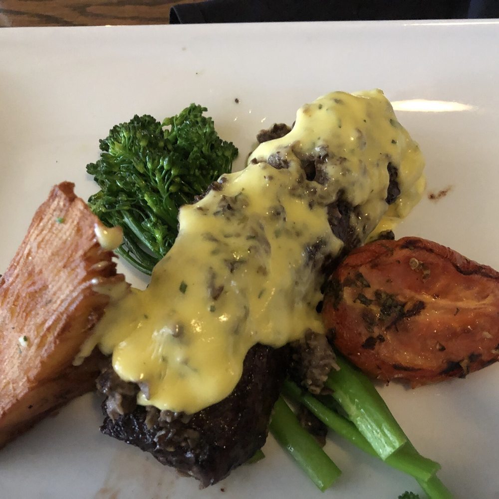 Chives Restaurant - Wagyu hanger steak with blue cheese cream sauce Delish!! - New American Near Me - Suamico, Wisconsin Chives Restaurant - Wagyu hanger steak with blue cheese cream sauce Delish!! - New American Near Me - Suamico, Wisconsin