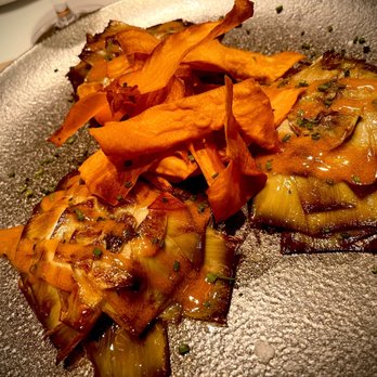 Hilton Madrid Airport - Baked Artichokes with egg yolk drizzle - Hotels Near Me - Madrid, M Hilton Madrid Airport - Baked Artichokes with egg yolk drizzle - Hotels Near Me - Madrid, M