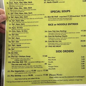 Pho 102 - Menu March 2026 - Vietnamese Near Me - Chantilly, Virginia