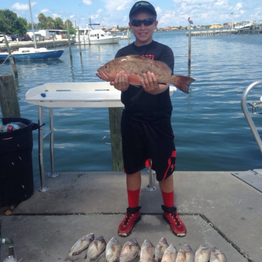 2 Shea Charters - Treven Girard at the dock with some snapper and a grouper. Before Tito and Brian filet them! - Fishing Near Me - Clearwater, Florida