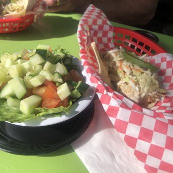 Olde Bay Cafe - Mahi fish taco with a house salad (and key lime vinaigrette) - New American Near Me - Dunedin, Florida Olde Bay Cafe - Mahi fish taco with a house salad (and key lime vinaigrette) - New American Near Me - Dunedin, Florida