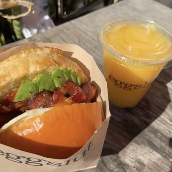 Eggslut - Orange juice, Bacon, Egg & Cheese added avocado - Breakfast & Brunch Near Me - Los Angeles, California