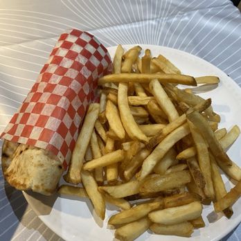 Greek Tycoon Restaurant - Pork souvlaki in a pita with small fries - Greek Near Me - Whitby, Ontario