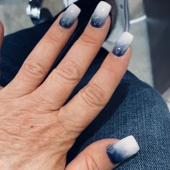 Bedazzled Nails & Bar - Ombré navy blue and white - Nail Salons Near Me - Parker, Colorado Bedazzled Nails & Bar - Ombré navy blue and white - Nail Salons Near Me - Parker, Colorado
