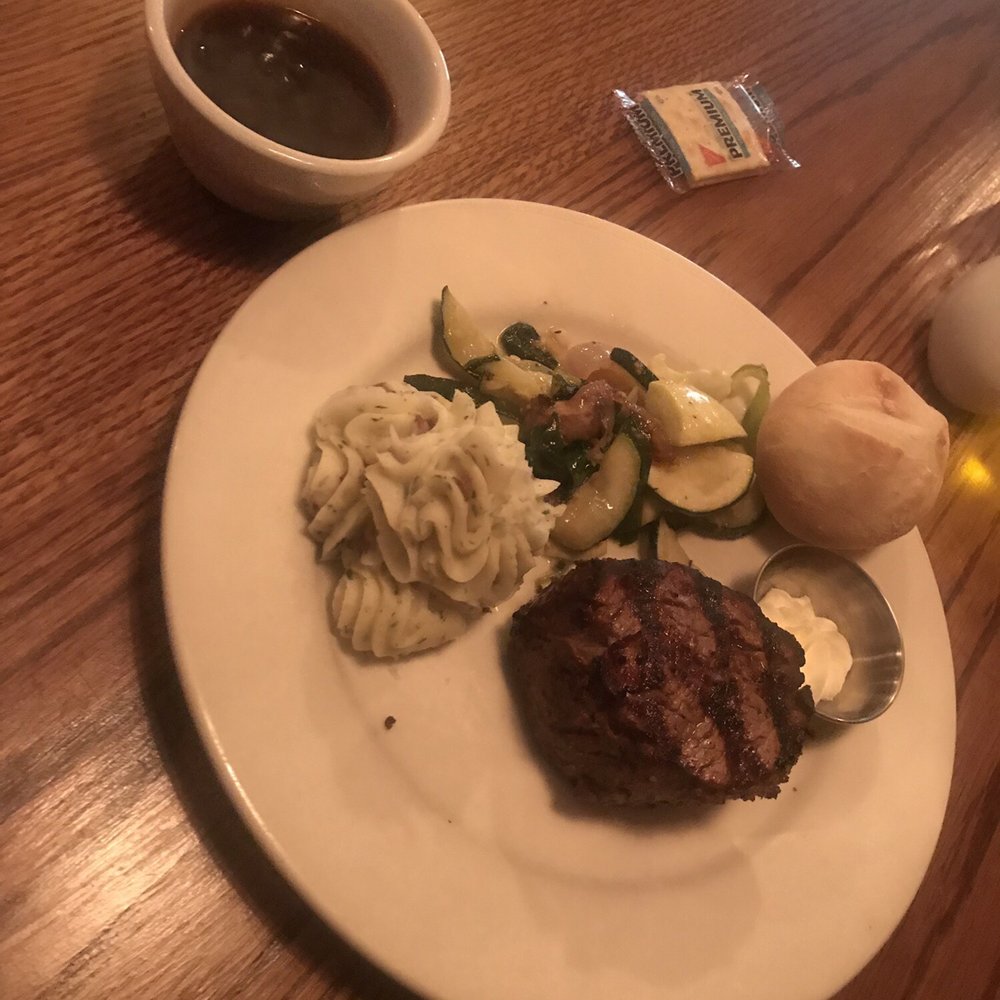 The Den - Filet Mignon. Mashed potatoes. Mixed vegetables. Bread. Gravy. - Steakhouses Near Me - Dillon, Montana The Den - Filet Mignon. Mashed potatoes. Mixed vegetables. Bread. Gravy. - Steakhouses Near Me - Dillon, Montana