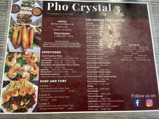 Menu photo 1 Pho Crystal Carson, CA