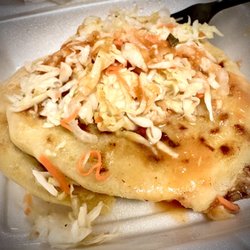 Paseo San Miguel - Pupusa with cabbage and salsa