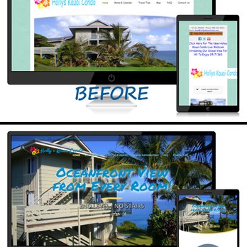 RAD Websites - Before / After of Hollys Kauai Condo (no apostrophe). Complete redesign from HTML/CSS to WordPress. Full project details on OUR website! - Web Design Near Me - Mesa, Arizona