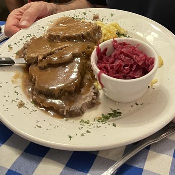 Checkers Old Munchen - Sauerbraten, red cabbage and spaetzle - American Near Me - Pompano Beach, Florida Checkers Old Munchen - Sauerbraten, red cabbage and spaetzle - American Near Me - Pompano Beach, Florida