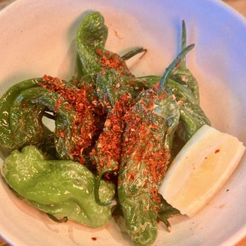 MILA Restaurant - blistered shishito peppers, tosazu miso - Mediterranean Near Me - Miami Beach, Florida MILA Restaurant - blistered shishito peppers, tosazu miso - Mediterranean Near Me - Miami Beach, Florida