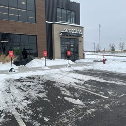 Scooter's Coffee - Tucked into the corner of the parking lot- there is a drive through!