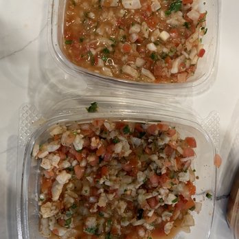 Pola's Mariscos - Top Fish Ceviche Tray Bottom Shrimp Ceviche Tray - Seafood Near Me - Montclair, California Pola's Mariscos - Top Fish Ceviche Tray Bottom Shrimp Ceviche Tray - Seafood Near Me - Montclair, California