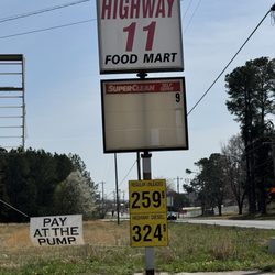 Hwy 11 Food Mart - Today's gas prices-3/14/25