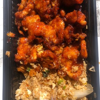 Wrap & Roll - sriracha chicken with fried rice (halfway eaten before remembered to take a pic) - Asian Fusion Near Me - Pearland, Texas Wrap & Roll - sriracha chicken with fried rice (halfway eaten before remembered to take a pic) - Asian Fusion Near Me - Pearland, Texas