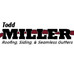 Todd Miller Roofing Siding, & Seamless Gutters - Official Todd Miller Roofing, Siding, and Seamless Gutters logo featuring bold black lettering with burgundy accents...