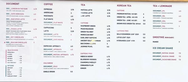 Menu photo 6 Document Coffee Bar Los Angeles, CA Menu photo 6 Document Coffee Bar Los Angeles, CA
