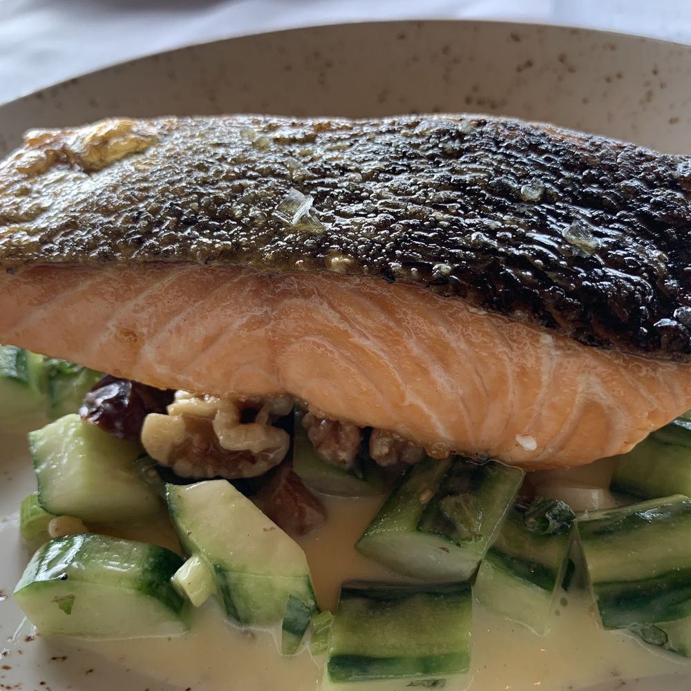Half Moon - Salmon plancha - New American Near Me - Dobbs Ferry, New York