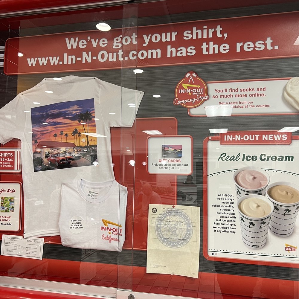 In-N-Out Burger - ows a t - shirt and ice cream - Burgers Near Me - Roseville, California In-N-Out Burger - ows a t - shirt and ice cream - Burgers Near Me - Roseville, California