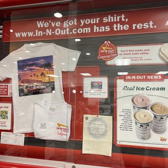 In-N-Out Burger - ows a t - shirt and ice cream - Burgers Near Me - Roseville, California In-N-Out Burger - ows a t - shirt and ice cream - Burgers Near Me - Roseville, California