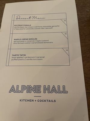 Menu photo 3 Alpine Hall Stowe, VT