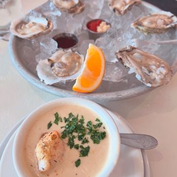 Cafe Fina - oysters and cup of clam chowder - Seafood Near Me - Monterey, California Cafe Fina - oysters and cup of clam chowder - Seafood Near Me - Monterey, California