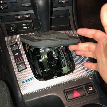 Lang Racing Development - Photo showing the shifter mechanism they somehow broke while servicing my 330i. - Auto Repair Near Me - Lake Forest, California Lang Racing Development - Photo showing the shifter mechanism they somehow broke while servicing my 330i. - Auto Repair Near Me - Lake Forest, California