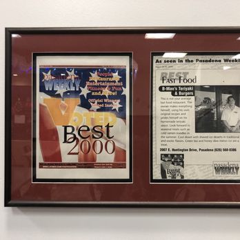 B-Man's Teriyaki - Plaque award - Burgers Near Me - Pasadena, California