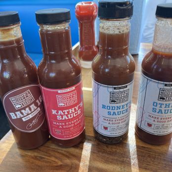 Rodney Scott's BBQ - Choice of sauces at table - Barbeque Near Me - Charleston, South Carolina Rodney Scott's BBQ - Choice of sauces at table - Barbeque Near Me - Charleston, South Carolina