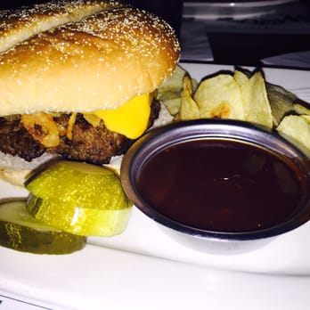 Wert's Cafe - Tina's Burger...fried onion rings, velveeta cheese and honey BBQ sauce that I get on the side...delicious!! - American Near Me - Allentown, Pennsylvania