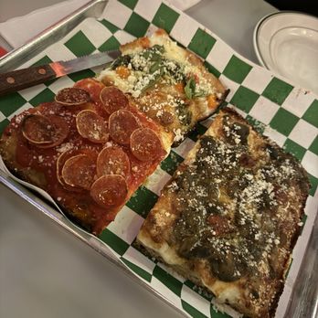 Quarter Sheets - Pepperoni, Sicilian Corner, Bianca Pizza Slices - Pizza Near Me - Los Angeles, California Quarter Sheets - Pepperoni, Sicilian Corner, Bianca Pizza Slices - Pizza Near Me - Los Angeles, California