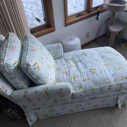 Artcraft Upholstering Co - Updated chair with fabric I purchased from an artist