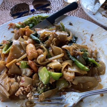 Mandala Kitchen & Bar - Pad See Ew w shrimp - half eaten sorry!!! - Thai Near Me - Austin, Texas Mandala Kitchen & Bar - Pad See Ew w shrimp - half eaten sorry!!! - Thai Near Me - Austin, Texas