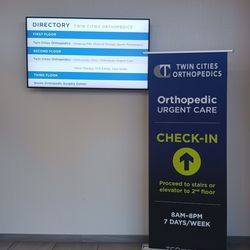 Twin Cities Orthopedics - Blaine - Directory in vestibule: clinic on 2nd floor.