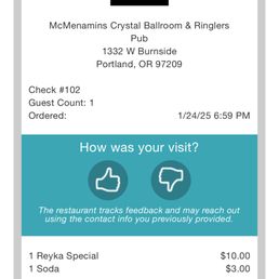 Our drink receipt Our drink receipt