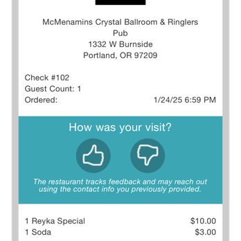 Crystal Ballroom - Our drink receipt - Music Venues Near Me - Portland, Oregon Crystal Ballroom - Our drink receipt - Music Venues Near Me - Portland, Oregon