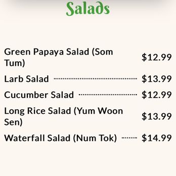 Bann Thai - Salad Menu - Thai Near Me - Ewa Beach, Hawaii