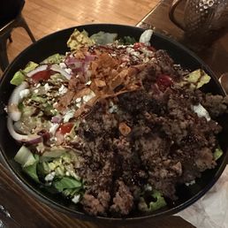 Clocktown Signature Salad with burger