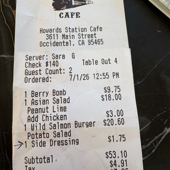Howard Station Cafe - See the extra dressing charge. - Juice Bars & Smoothies Near Me - Occidental, California Howard Station Cafe - See the extra dressing charge. - Juice Bars & Smoothies Near Me - Occidental, California