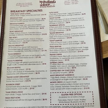 Augusta House of Pancakes - First page of menu - Breakfast & Brunch Near Me - Augusta, Maine