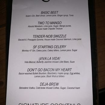 620 Jones - Signature cocktails menu - New American Near Me - San Francisco, California