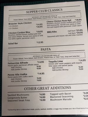 Menu photo 1 Swartzendruber's Supper Club Antigo, WI Menu photo 1 Swartzendruber's Supper Club Antigo, WI