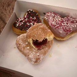 FYI: The filling did not reach the edges and this is what was in the donut before I even got any taste of the jelly.