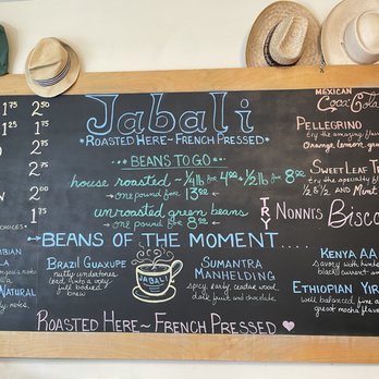 Jabali - a menu on a blackboard - Coffee & Tea Near Me - Baltimore, Maryland