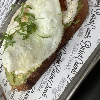 Burnt Crumbs - Avocado Toast with Egg & Bacon - New American Near Me - Irvine, California