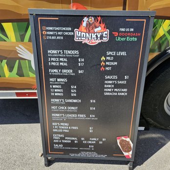 Honkys Hot Chicken - Menu - Food Trucks Near Me - San Antonio, Texas