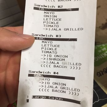 Five Guys - Clearly ordered sandwich four with bacon and definitely no mushrooms. All wrong. - Burgers Near Me - Plano, Texas