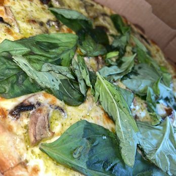 Mamma Mia Pizzeria - Pesto mushroom pizza with basil! - Pizza Near Me - Miami, Florida